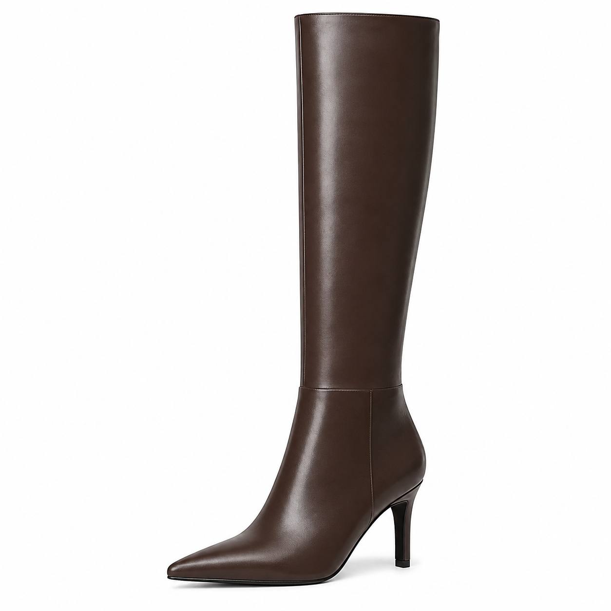 Knee-High Heeled Boots – Pointed-Toe Slim-Fit Boots