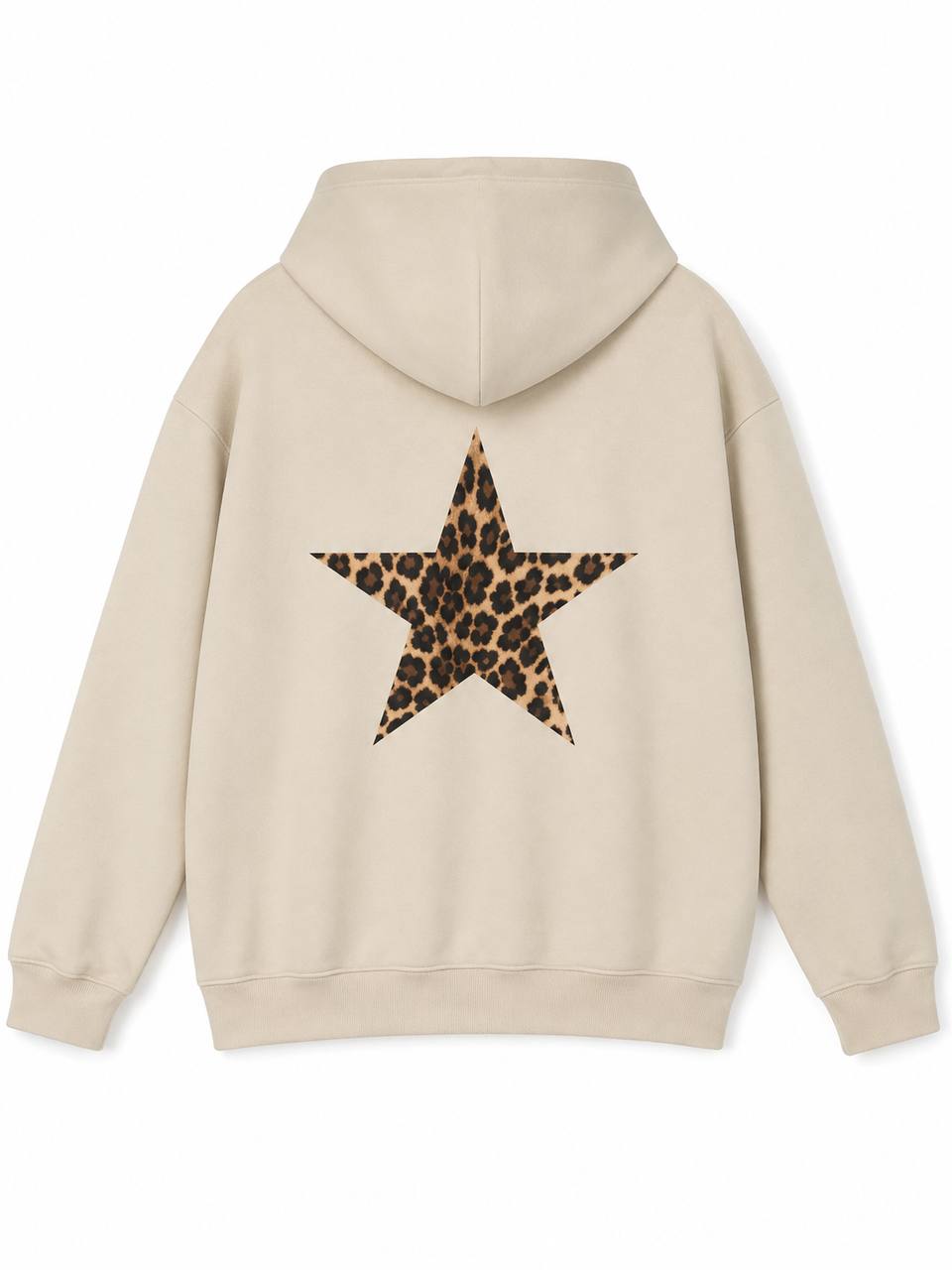 Leopard Star Oversized Hoodie – Casual Graphic Pullover Sweatshirt
