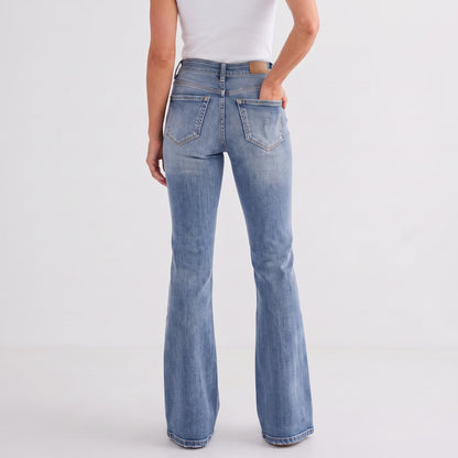 High-Waisted Flared Jeans - Slim-Fit Waist and Thigh