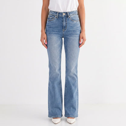 High-Waisted Flared Jeans - Slim-Fit Waist and Thigh