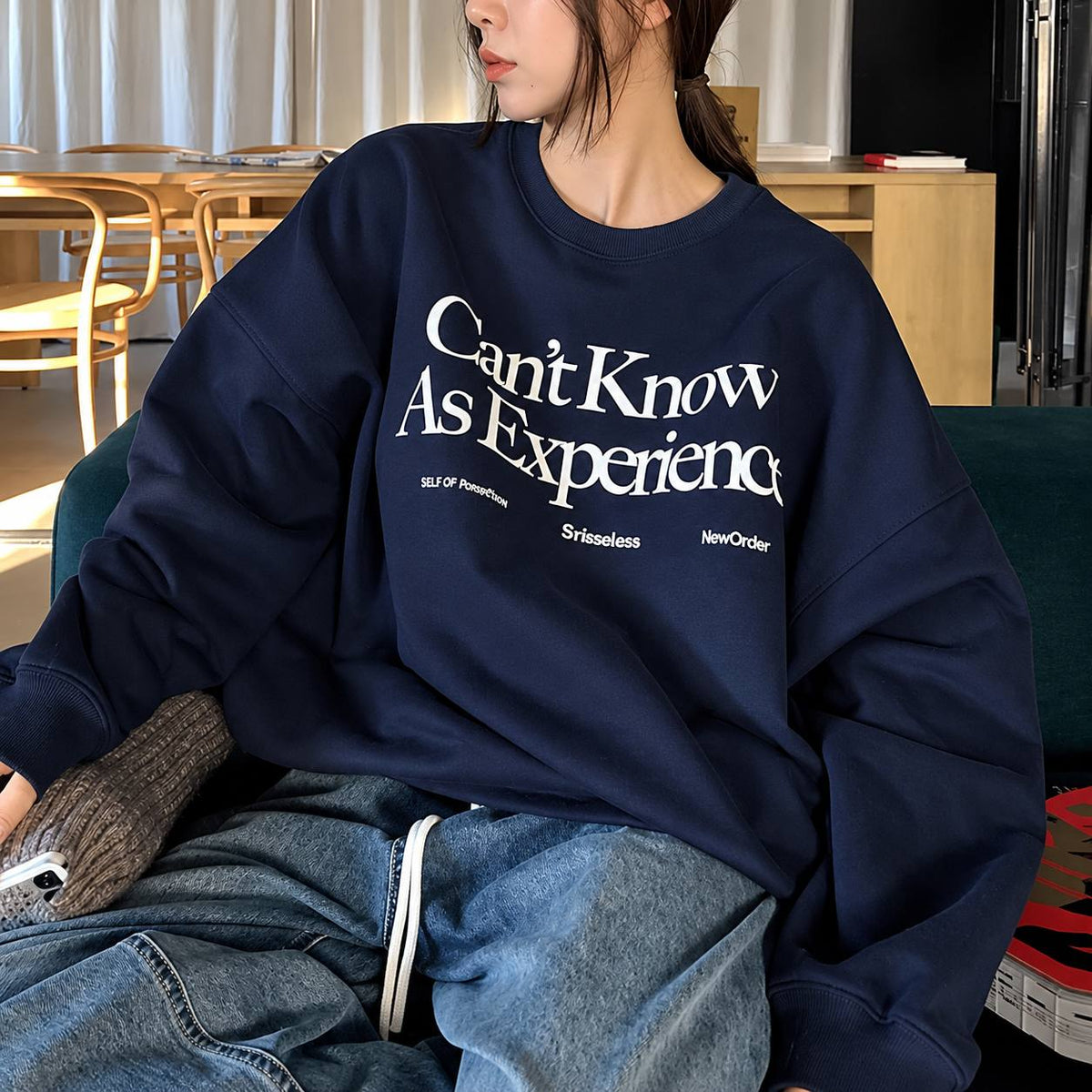 Women's Oversized Graphic Crew-Neck Sweatshirt