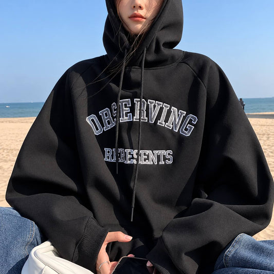 Women's Oversized Graphic Pullover Hoodie with Kangaroo Pocket