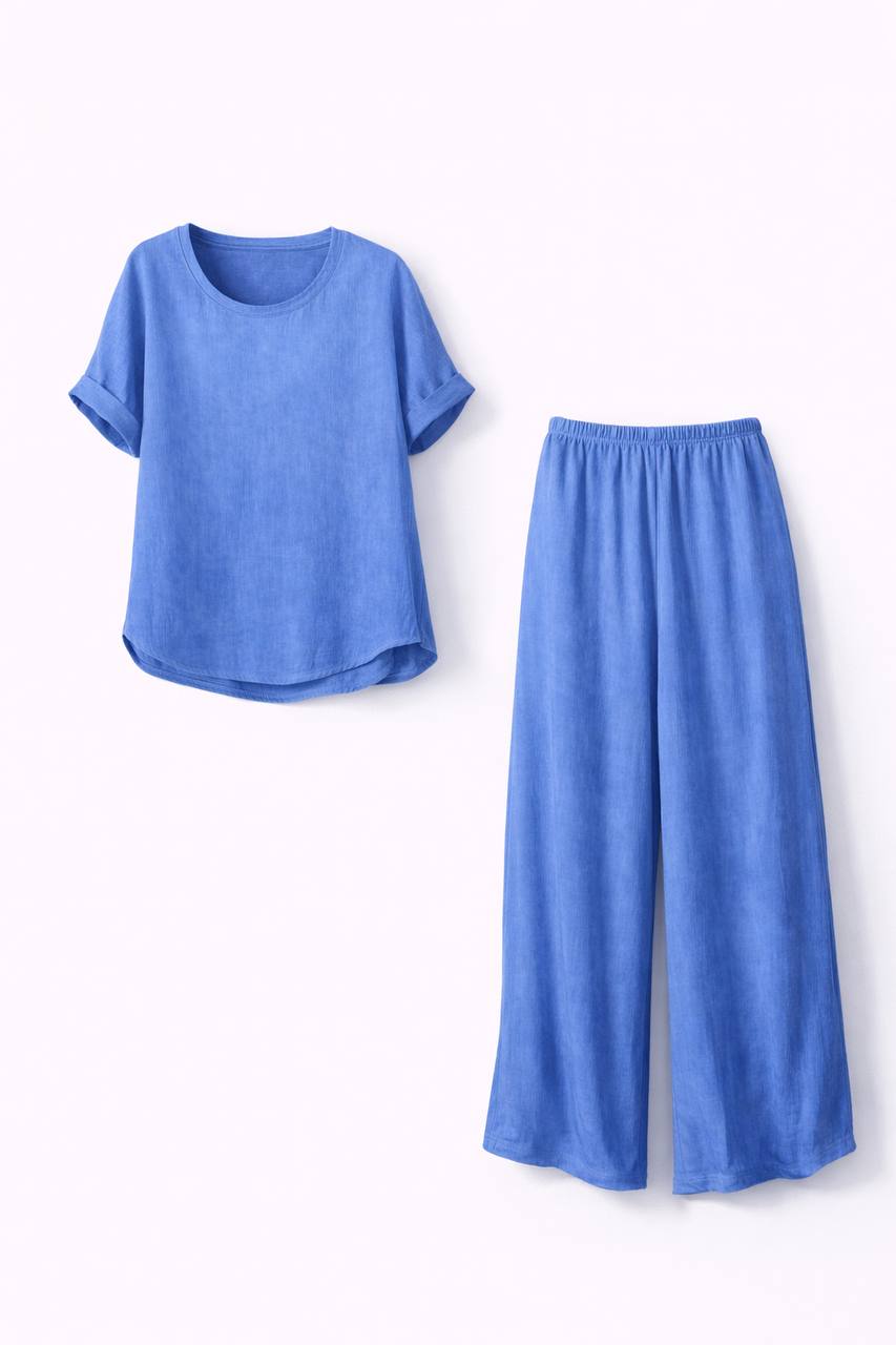Lightweight Set – Short Sleeve Relaxed Top & Wide Leg Trousers