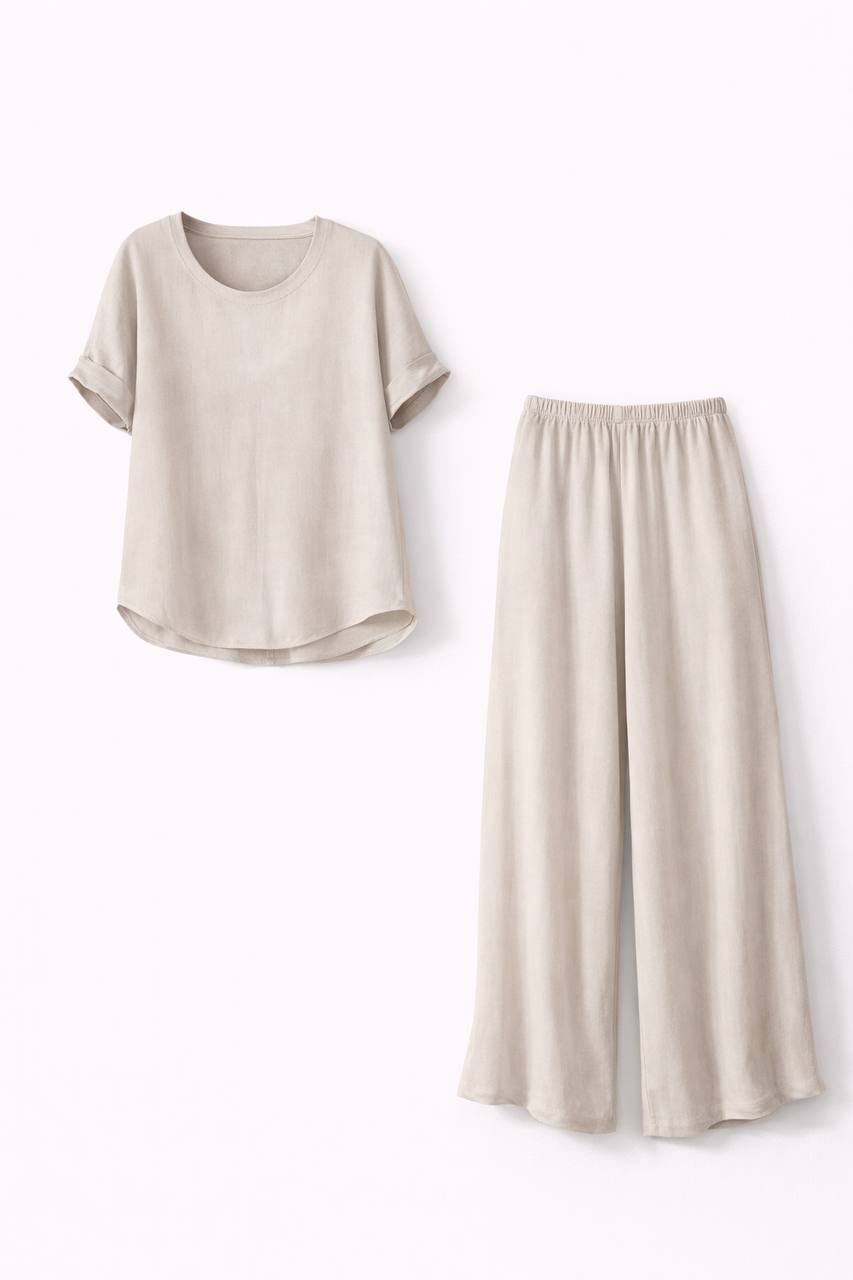 Lightweight Set – Short Sleeve Relaxed Top & Wide Leg Trousers