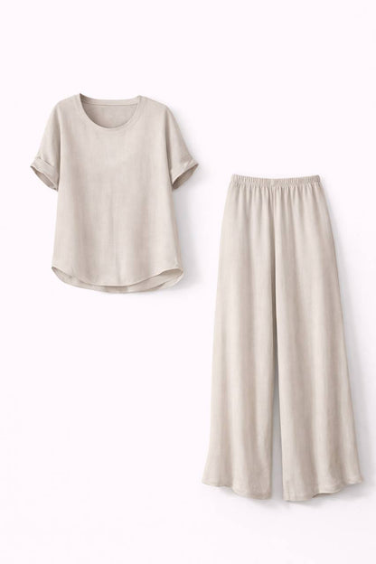 Lightweight Set – Short Sleeve Relaxed Top & Wide Leg Trousers