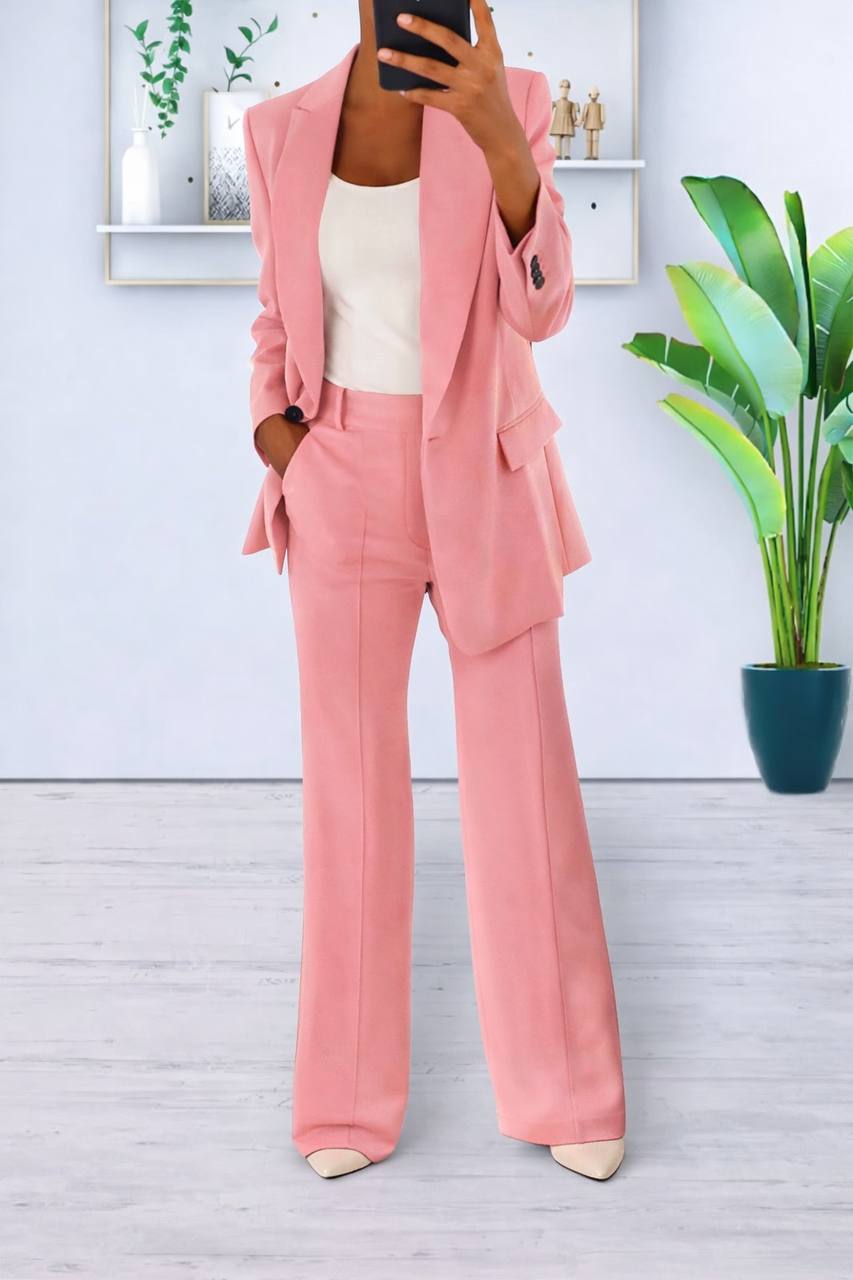 Suit Set – Blazer and Wide-Leg Trousers with Structured Fit