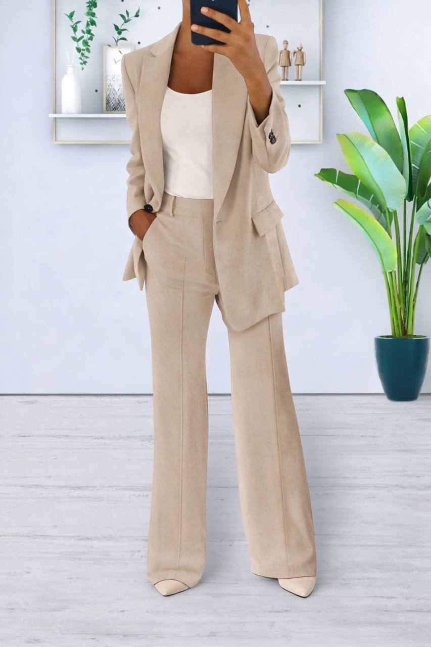 Suit Set – Blazer and Wide-Leg Trousers with Structured Fit