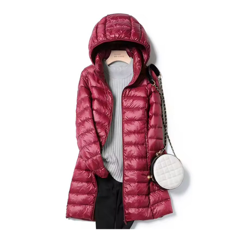Long Puffer Coat - Removable Hood