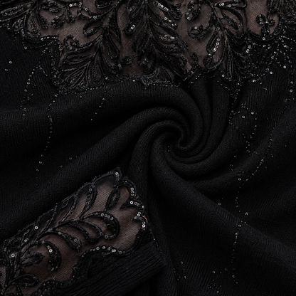 Lace Detail Top - Sheer Floral Lace Neckline & Decorative Embroidery