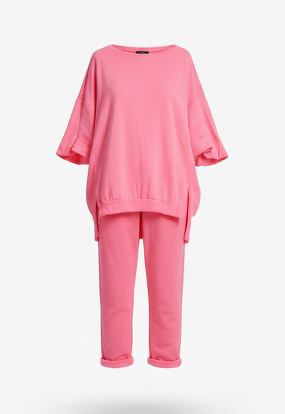 Oversized Sweatshirt & Jogger – Long Sleeve Top & Cropped Jogger Pants Co-Ord Set