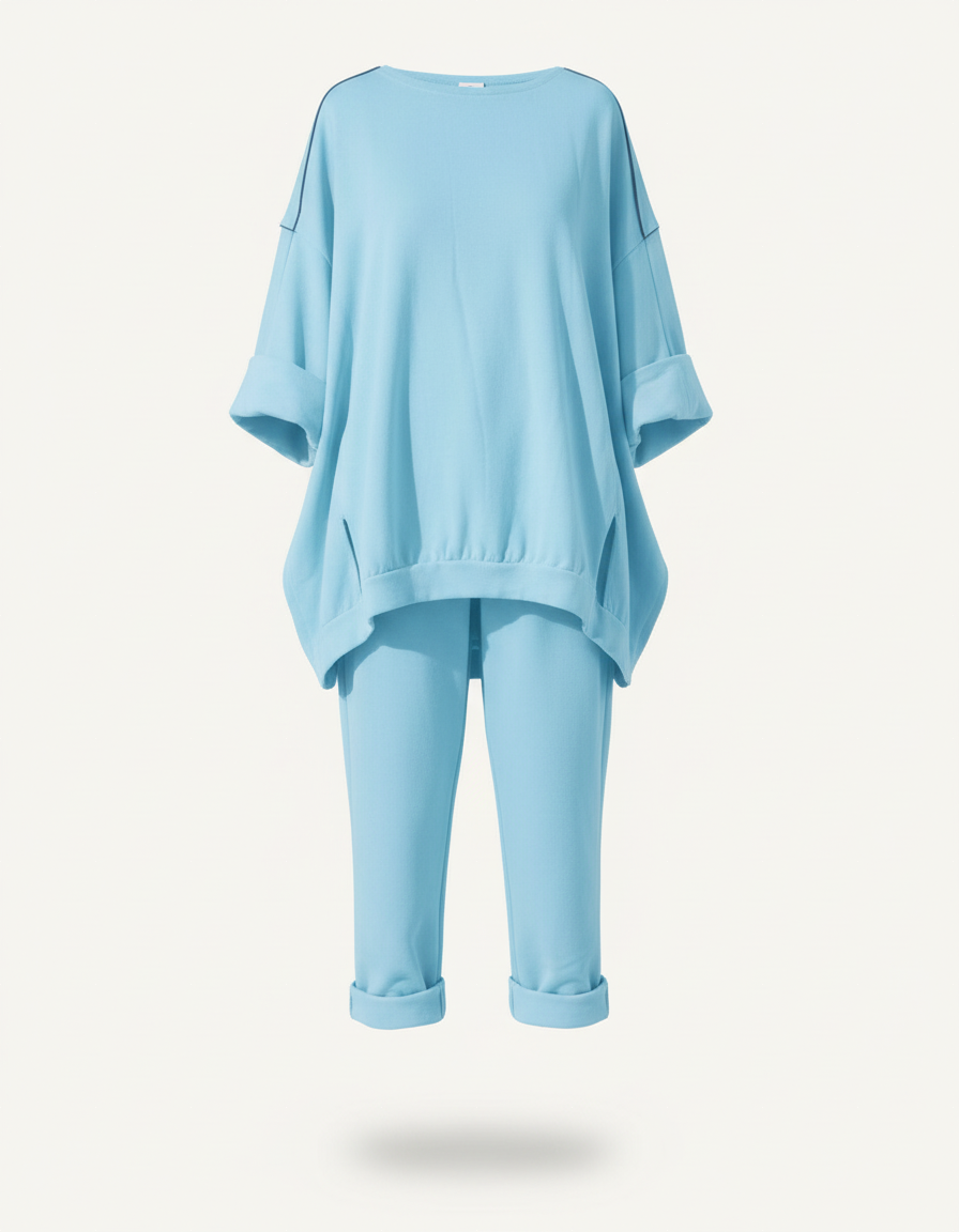 Oversized Sweatshirt & Jogger – Long Sleeve Top & Cropped Jogger Pants Co-Ord Set
