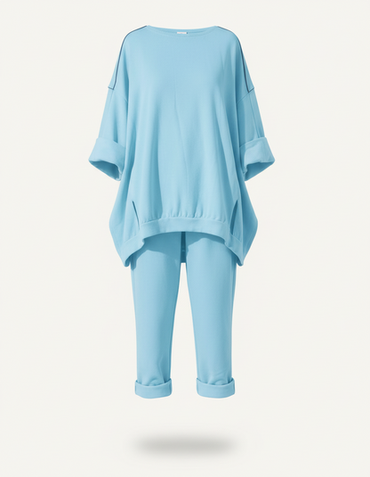 Oversized Sweatshirt & Jogger – Long Sleeve Top & Cropped Jogger Pants Co-Ord Set