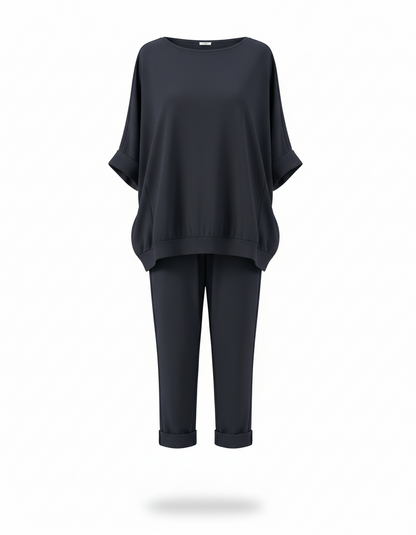 Oversized Sweatshirt & Jogger – Long Sleeve Top & Cropped Jogger Pants Co-Ord Set