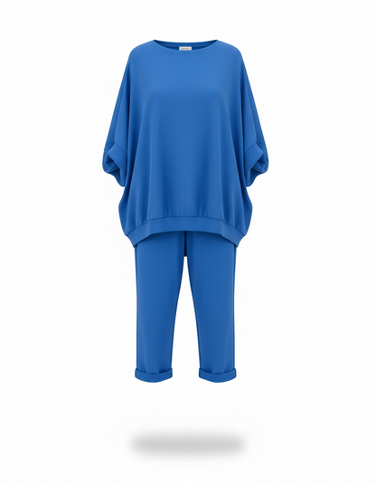 Oversized Sweatshirt & Jogger – Long Sleeve Top & Cropped Jogger Pants Co-Ord Set