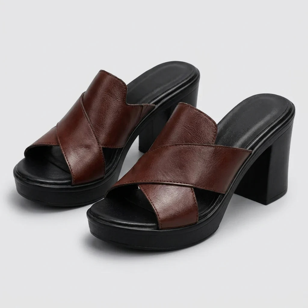 Women's Open-Toe Block Heel Mules