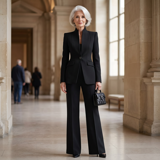 Women's Elegant Tailored Wide Leg Two-Piece Suit Set
